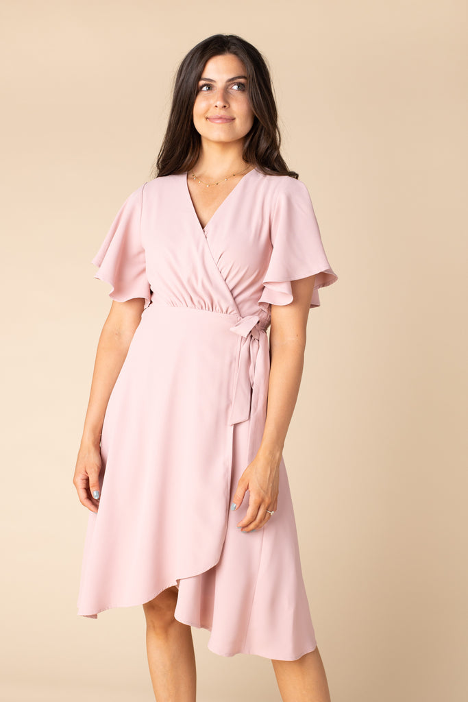 Daphne Tulip Wrap Dress - Dusty Pink – Arbor and Co